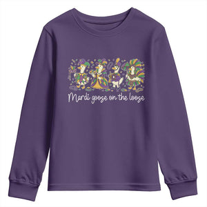 Goose Mardi Gras Youth Sweatshirt Funny Mardi Goose On The Loose New Orleans Carnival TS11 Purple Print Your Wear