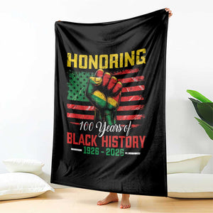 Honoring 100 Years Of Black History Throw Blanket Hand Fist Vintage American Flag TS11 Print Your Wear