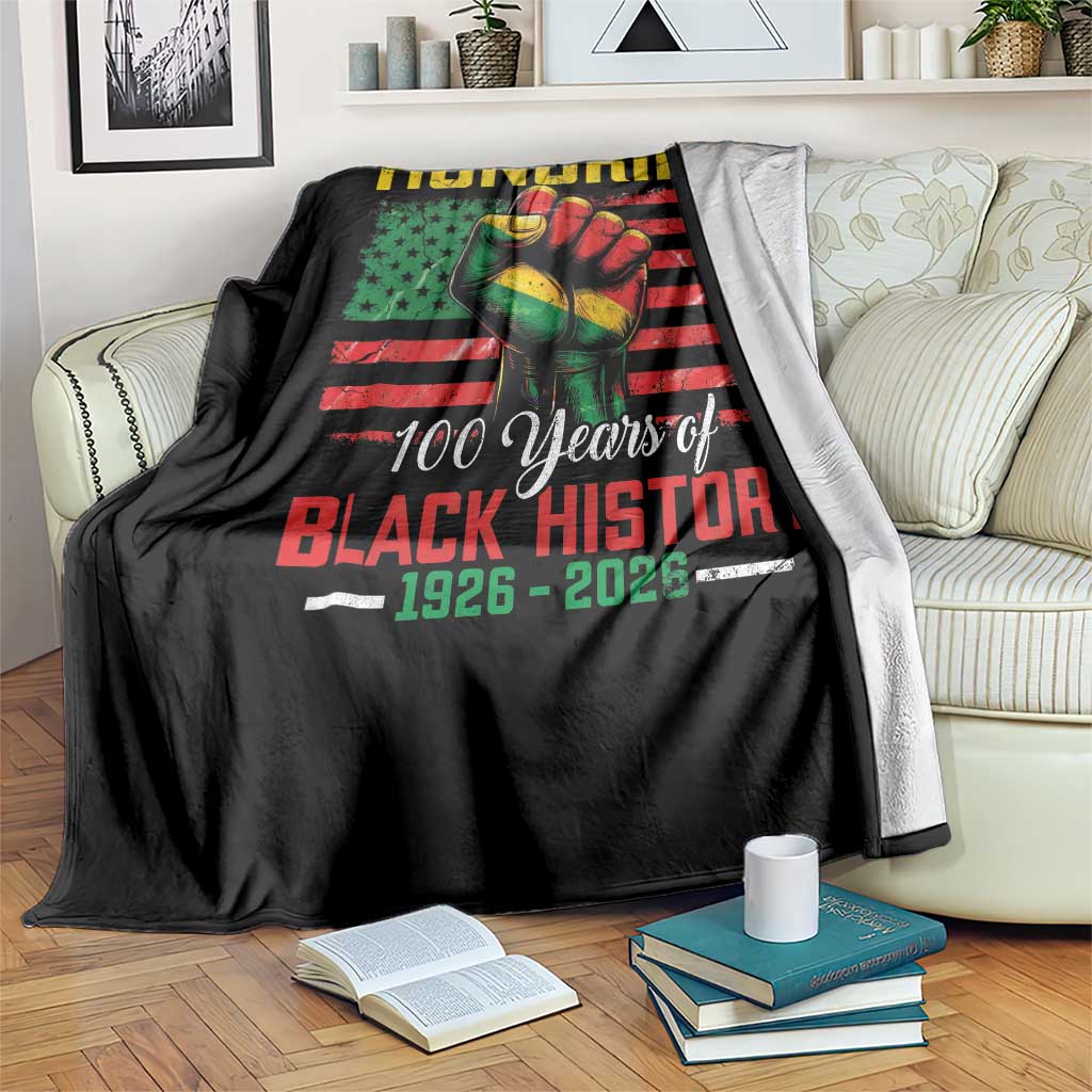 Honoring 100 Years Of Black History Throw Blanket Hand Fist Vintage American Flag TS11 Print Your Wear
