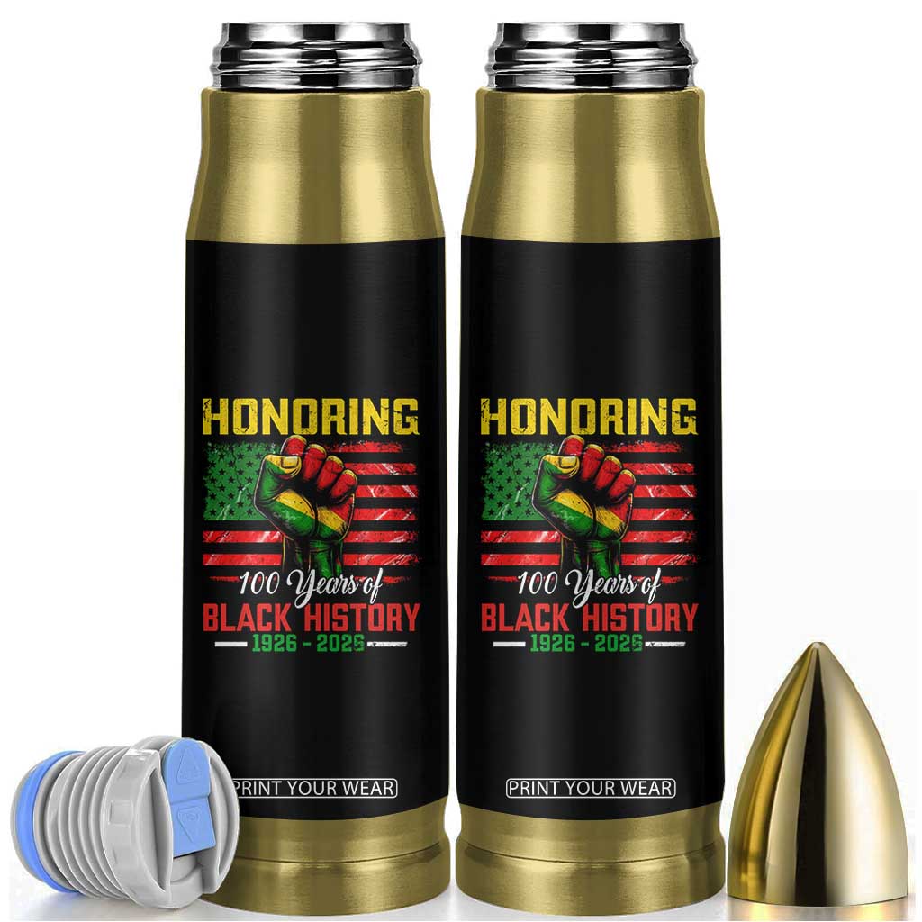 Honoring 100 Years Of Black History Bullet Tumbler Hand Fist Vintage American Flag TS11 Black Print Your Wear