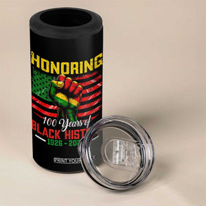 Honoring 100 Years Of Black History 4 in 1 Can Cooler Tumbler Hand Fist Vintage American Flag TS11 Print Your Wear