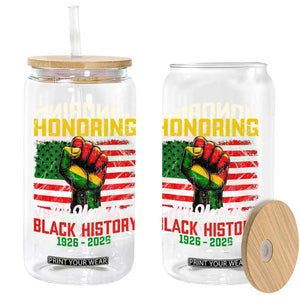 Honoring 100 Years Of Black History Glass Can Hand Fist Vintage American Flag TS11 Print Your Wear
