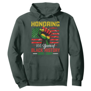 Honoring 100 Years Of Black History Hoodie Hand Fist Vintage American Flag TS11 Dark Forest Green Print Your Wear