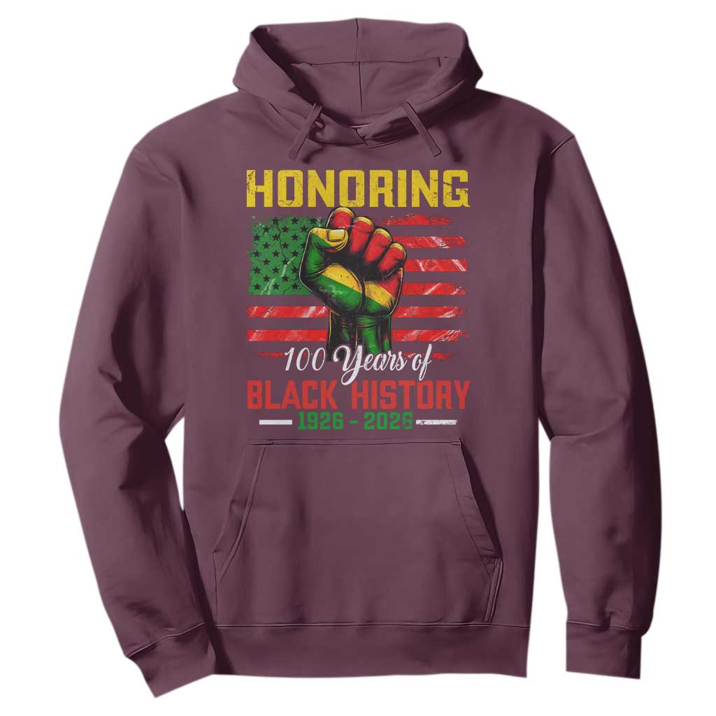 Honoring 100 Years Of Black History Hoodie Hand Fist Vintage American Flag TS11 Maroon Print Your Wear