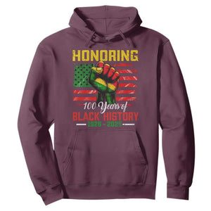 Honoring 100 Years Of Black History Hoodie Hand Fist Vintage American Flag TS11 Maroon Print Your Wear