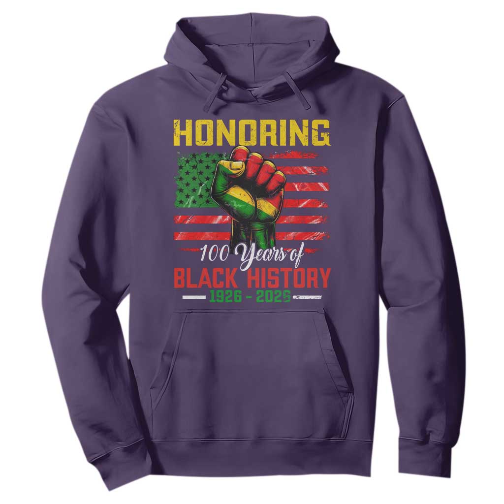 Honoring 100 Years Of Black History Hoodie Hand Fist Vintage American Flag TS11 Purple Print Your Wear