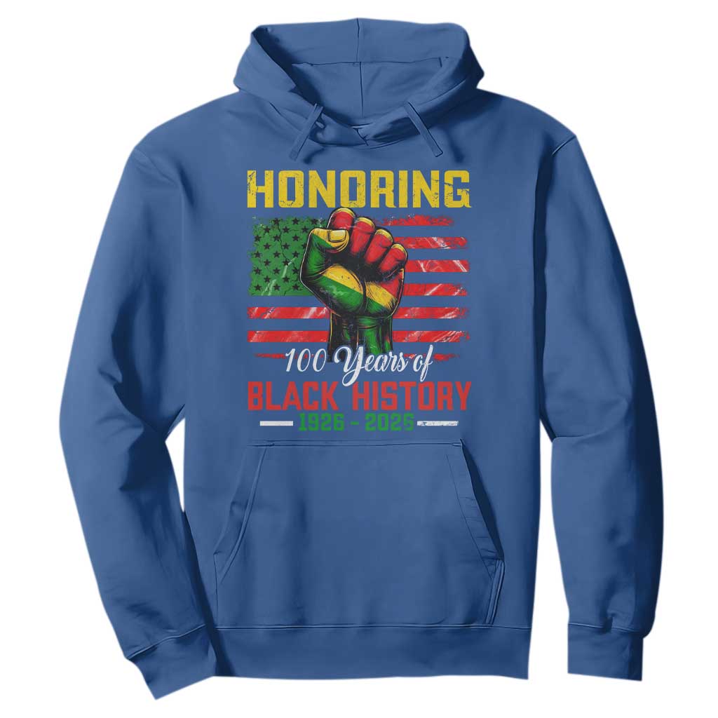 Honoring 100 Years Of Black History Hoodie Hand Fist Vintage American Flag TS11 Royal Blue Print Your Wear