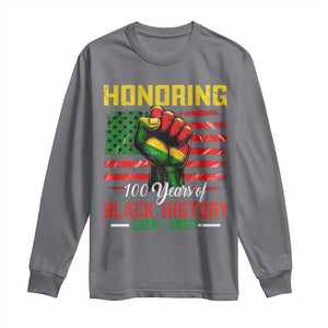 Honoring 100 Years Of Black History Long Sleeve Shirt Hand Fist Vintage American Flag TS11 Charcoal Print Your Wear
