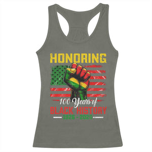 Honoring 100 Years Of Black History Racerback Tank Top Hand Fist Vintage American Flag TS11 Military Green Print Your Wear
