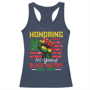 Honoring 100 Years Of Black History Racerback Tank Top Hand Fist Vintage American Flag TS11 Navy Print Your Wear
