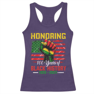Honoring 100 Years Of Black History Racerback Tank Top Hand Fist Vintage American Flag TS11 Purple Print Your Wear