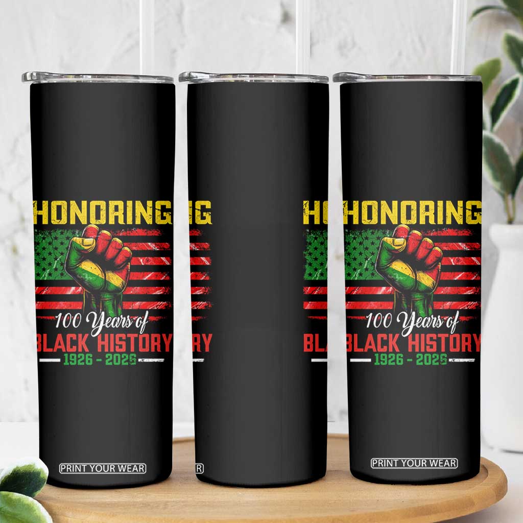 Honoring 100 Years Of Black History Skinny Tumbler Hand Fist Vintage American Flag TS11 Print Your Wear