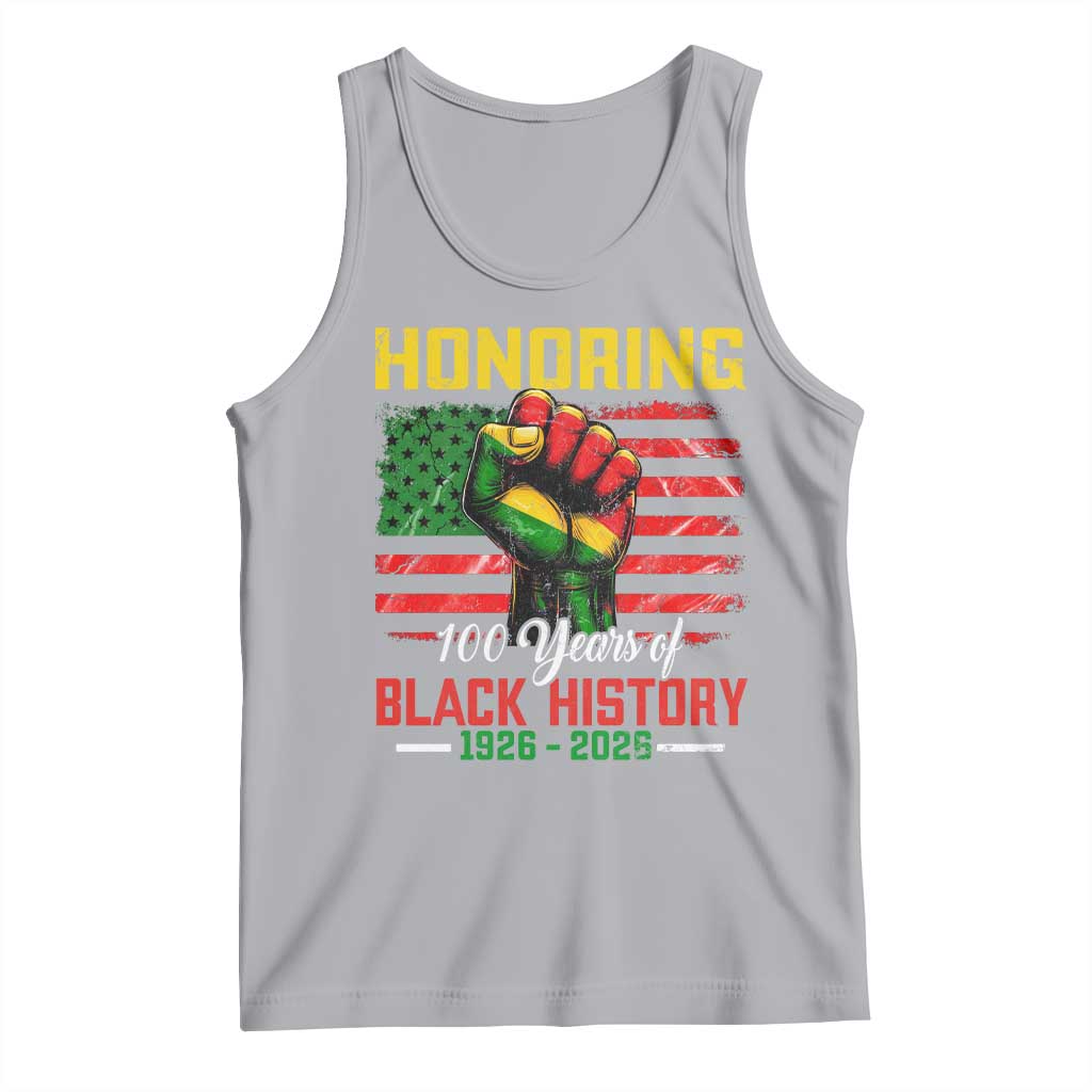 Honoring 100 Years Of Black History Tank Top Hand Fist Vintage American Flag TS11 Athletic Heather Print Your Wear