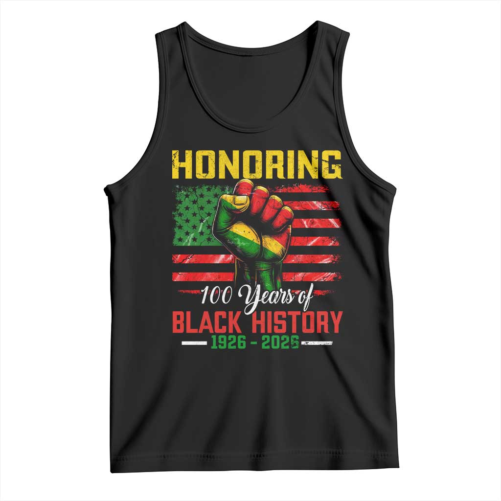 Honoring 100 Years Of Black History Tank Top Hand Fist Vintage American Flag TS11 Black Print Your Wear
