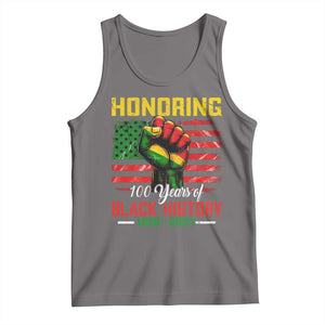 Honoring 100 Years Of Black History Tank Top Hand Fist Vintage American Flag TS11 Deep Heather Print Your Wear