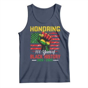 Honoring 100 Years Of Black History Tank Top Hand Fist Vintage American Flag TS11 Navy Print Your Wear