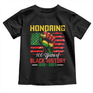 Honoring 100 Years Of Black History Toddler T Shirt Hand Fist Vintage American Flag TS11 Black Print Your Wear
