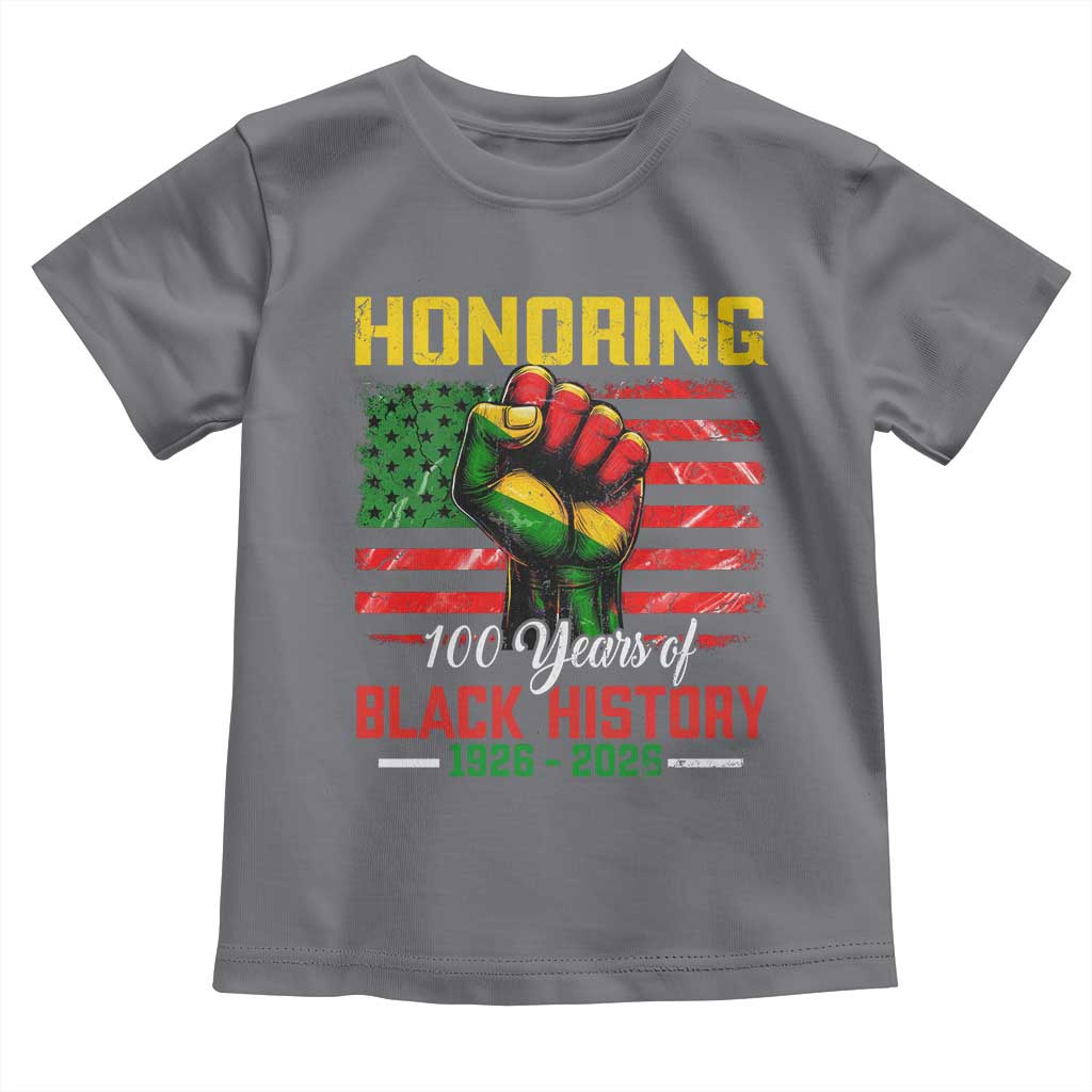 Honoring 100 Years Of Black History Toddler T Shirt Hand Fist Vintage American Flag TS11 Charcoal Print Your Wear