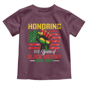 Honoring 100 Years Of Black History Toddler T Shirt Hand Fist Vintage American Flag TS11 Maroon Print Your Wear