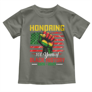 Honoring 100 Years Of Black History Toddler T Shirt Hand Fist Vintage American Flag TS11 Military Green Print Your Wear