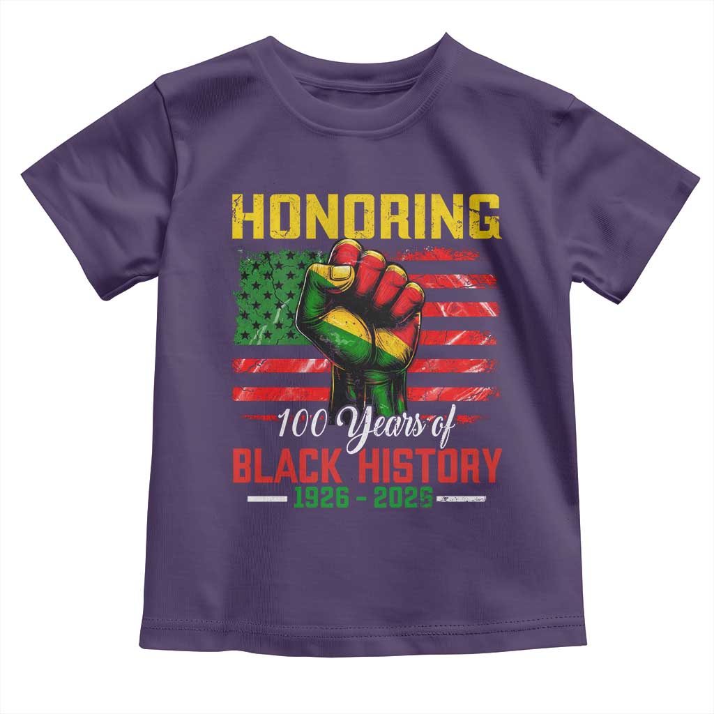 Honoring 100 Years Of Black History Toddler T Shirt Hand Fist Vintage American Flag TS11 Purple Print Your Wear