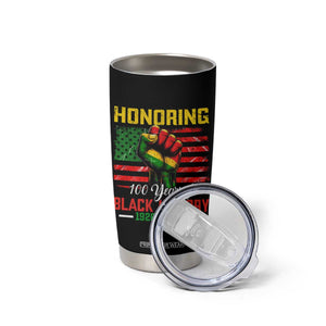 Honoring 100 Years Of Black History Tumbler Cup Hand Fist Vintage American Flag TS11 Print Your Wear