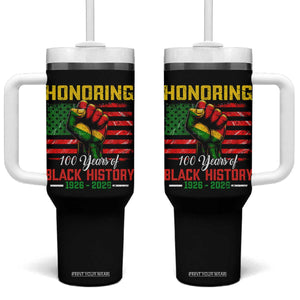 Honoring 100 Years Of Black History Tumbler With Handle Hand Fist Vintage American Flag TS11 One Size: 40 oz Black Print Your Wear