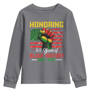 Honoring 100 Years Of Black History Youth Sweatshirt Hand Fist Vintage American Flag TS11 Charcoal Print Your Wear