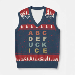 Funny Fuck Ice Protest Resistance V-Neck Knit Sweater Vest Political Retro Alphabet Graphic TS11 Navy Red Print Your Wear