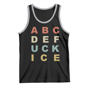 Funny Fuck Ice Protest Resistance Tank Top Political Retro Alphabet Graphic TS11 Black Athletic Heather Print Your Wear