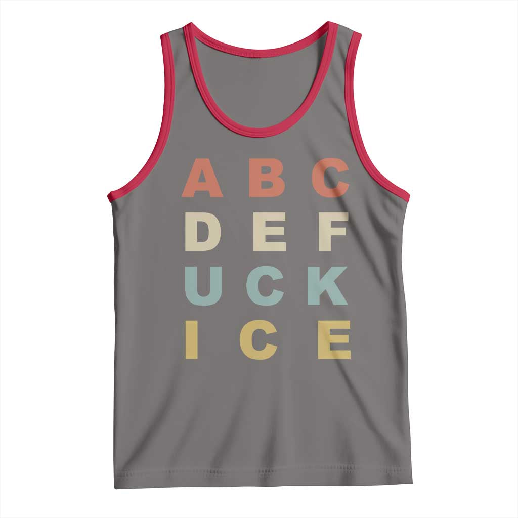 Funny Fuck Ice Protest Resistance Tank Top Political Retro Alphabet Graphic TS11 Deep Heather Red Print Your Wear