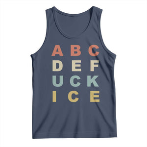 Funny Fuck Ice Protest Resistance Tank Top Political Retro Alphabet Graphic TS11 Navy Print Your Wear