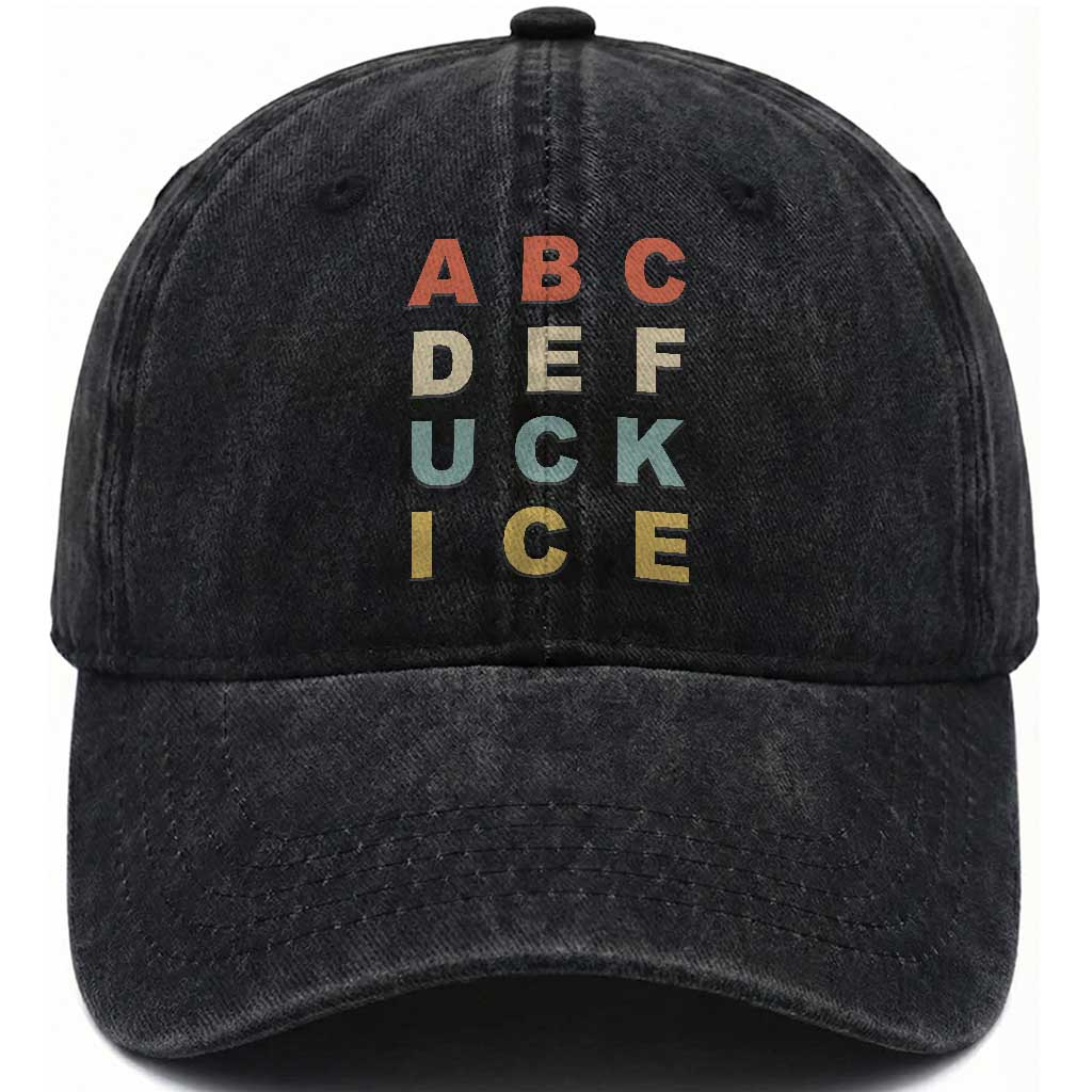 Funny Fuck Ice Protest Resistance Washed Cotton Baseball Cap Political Retro Alphabet Graphic TS11 Print Your Wear