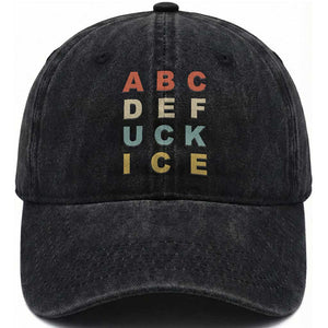 Funny Fuck Ice Protest Resistance Washed Cotton Baseball Cap Political Retro Alphabet Graphic TS11 Print Your Wear