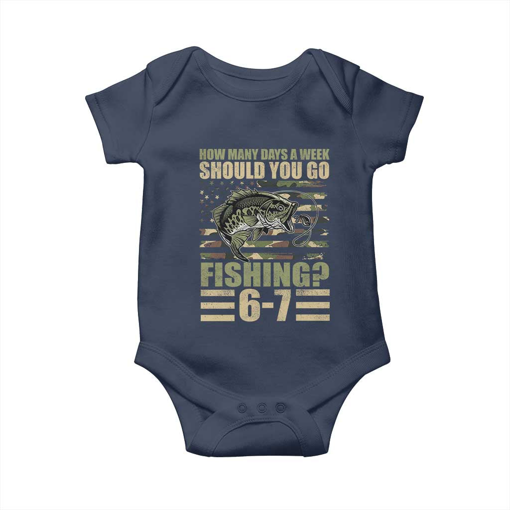 Fishing 67 Meme Baby Onesie How Many Days A Week Should You Go Fishing Camo Flag TS11 Navy Print Your Wear