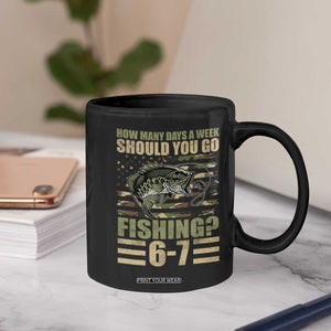 Fishing 67 Meme Coffee Mug How Many Days A Week Should You Go Fishing Camo Flag TS11 Print Your Wear