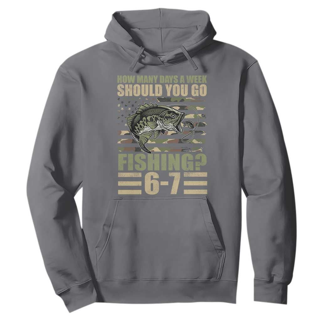 Fishing 67 Meme Hoodie How Many Days A Week Should You Go Fishing Camo Flag TS11 Charcoal Print Your Wear