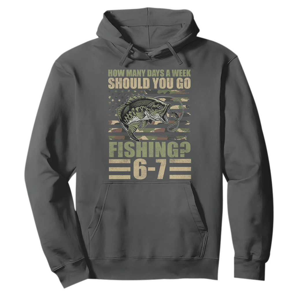 Fishing 67 Meme Hoodie How Many Days A Week Should You Go Fishing Camo Flag TS11 Dark Heather Print Your Wear