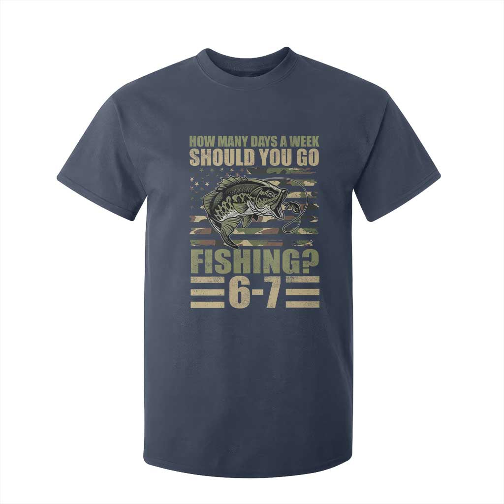Fishing 67 Meme T Shirt For Kid How Many Days A Week Should You Go Fishing Camo Flag TS11 Navy Print Your Wear