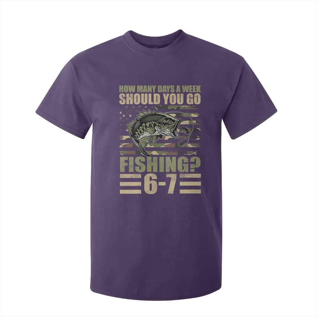 Fishing 67 Meme T Shirt For Kid How Many Days A Week Should You Go Fishing Camo Flag TS11 Purple Print Your Wear