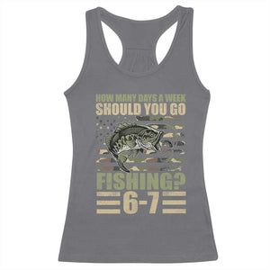 Fishing 67 Meme Racerback Tank Top How Many Days A Week Should You Go Fishing Camo Flag TS11 Charcoal Print Your Wear