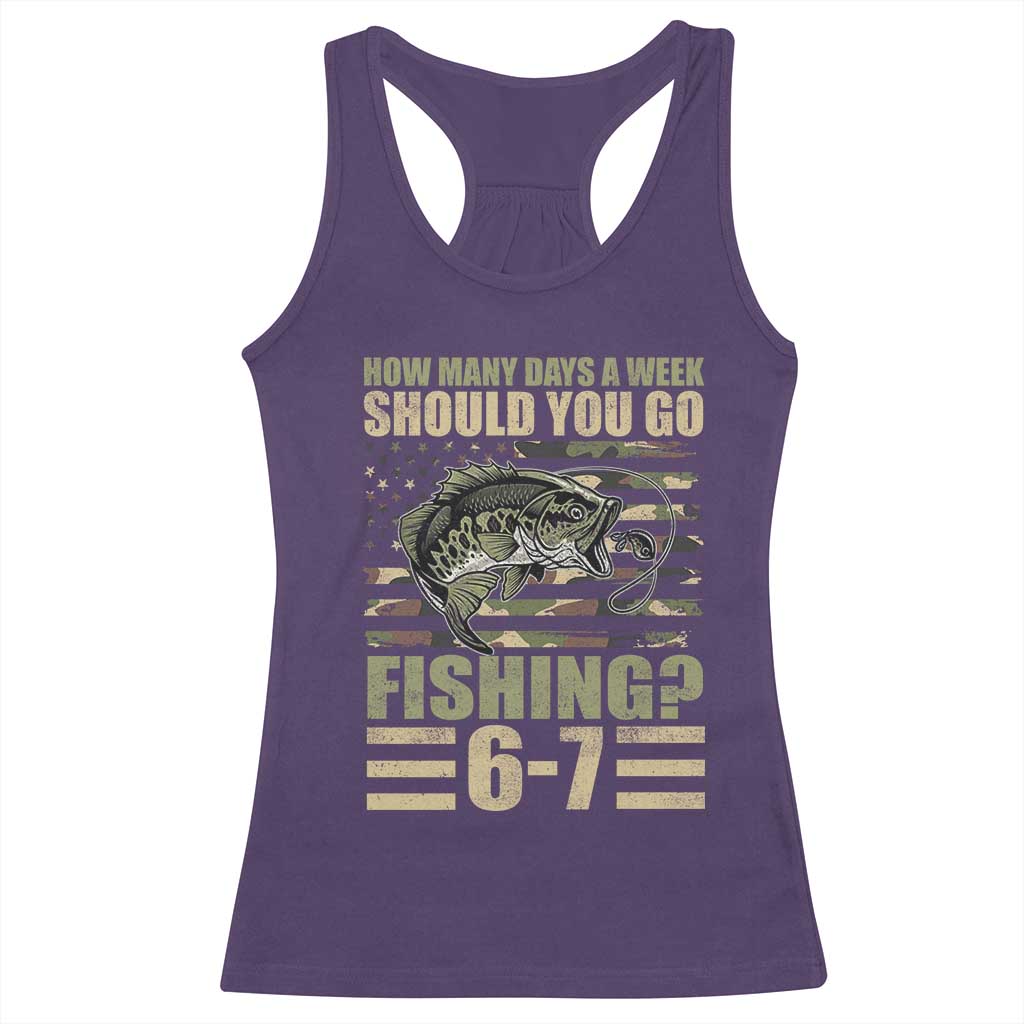 Fishing 67 Meme Racerback Tank Top How Many Days A Week Should You Go Fishing Camo Flag TS11 Purple Print Your Wear