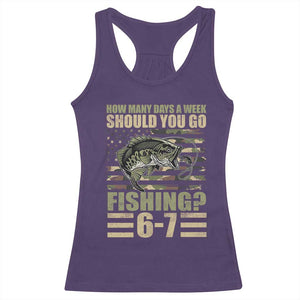 Fishing 67 Meme Racerback Tank Top How Many Days A Week Should You Go Fishing Camo Flag TS11 Purple Print Your Wear