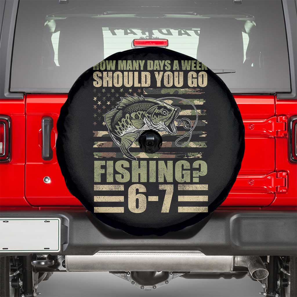 Fishing 67 Meme Spare Tire Cover How Many Days A Week Should You Go Fishing Camo Flag TS11 Black Print Your Wear