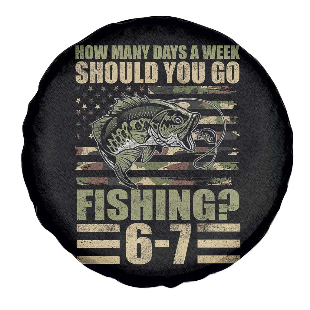 Fishing 67 Meme Spare Tire Cover How Many Days A Week Should You Go Fishing Camo Flag TS11 Print Your Wear