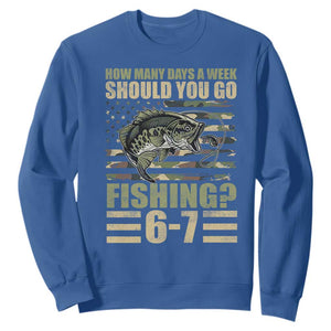 Fishing 67 Meme Sweatshirt How Many Days A Week Should You Go Fishing Camo Flag TS11 Royal Blue Print Your Wear