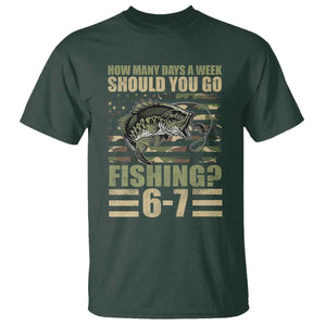 Fishing 67 Meme T Shirt How Many Days A Week Should You Go Fishing Camo Flag TS11 Dark Forest Green Print Your Wear