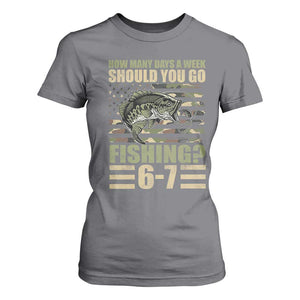 Fishing 67 Meme T Shirt For Women How Many Days A Week Should You Go Fishing Camo Flag TS11 Charcoal Print Your Wear