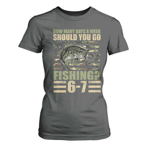 Fishing 67 Meme T Shirt For Women How Many Days A Week Should You Go Fishing Camo Flag TS11 Dark Heather Print Your Wear