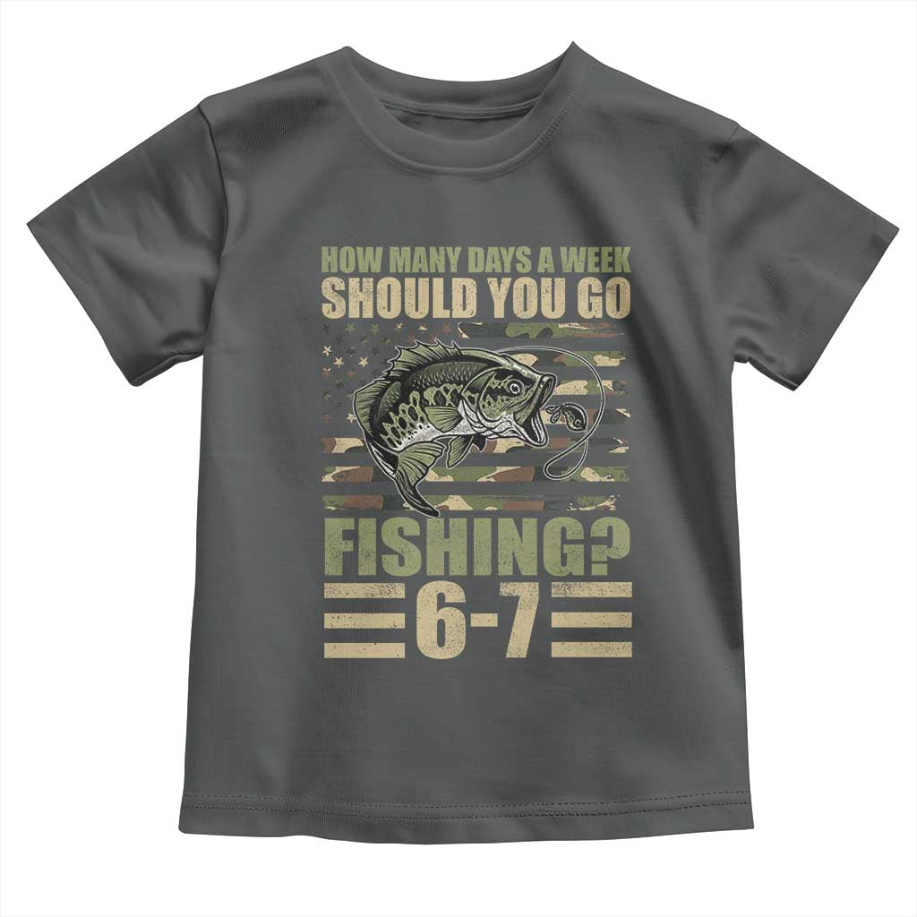 Fishing 67 Meme Toddler T Shirt How Many Days A Week Should You Go Fishing Camo Flag TS11 Dark Heather Print Your Wear